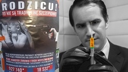 "Eksperymentalne preparaty" i lufa pistoletu celująca w głowę dziecka na plakatach w Śiemianowicach Śląskich - miniaturka